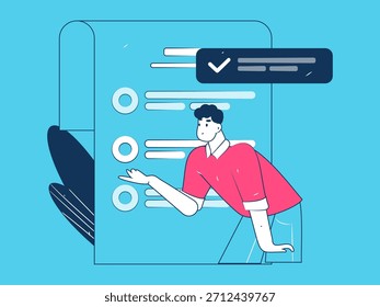 Convidar amigos para realizar questionário vetor plano conceito operação mão desenhada ilustração
