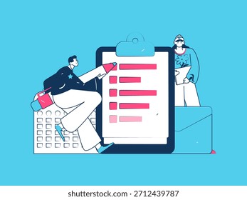 Convidar amigos para realizar questionário vetor plano conceito operação mão desenhada ilustração
