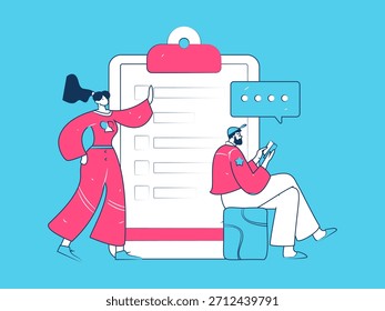 Convidar amigos para realizar questionário vetor plano conceito operação mão desenhada ilustração

