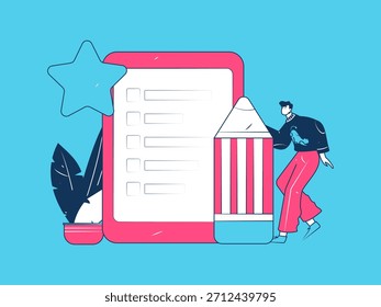 Convidar amigos para realizar questionário vetor plano conceito operação mão desenhada ilustração
