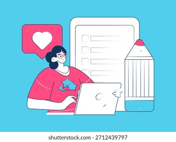 Convidar amigos para realizar questionário vetor plano conceito operação mão desenhada ilustração

