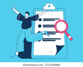 Convidar amigos para realizar questionário vetor plano conceito operação mão desenhada ilustração

