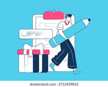 Convidar amigos para realizar questionário vetor plano conceito operação mão desenhada ilustração
