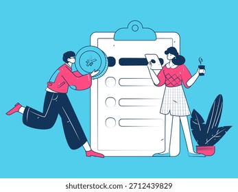 Convidar amigos para realizar questionário vetor plano conceito operação mão desenhada ilustração
