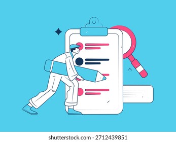 Convidar amigos para realizar questionário vetor plano conceito operação mão desenhada ilustração
