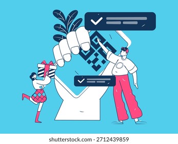 Convidar amigos para realizar questionário vetor plano conceito operação mão desenhada ilustração
