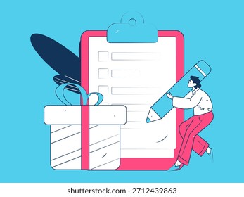 Invite a los amigos a realizar la ilustración dibujada a mano del concepto de Vector plano del cuestionario
