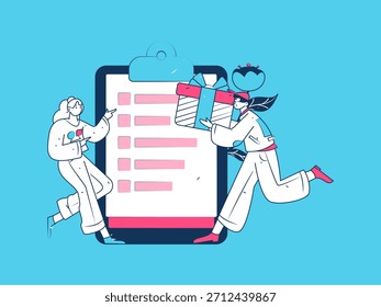 Convidar amigos para realizar questionário vetor plano conceito operação mão desenhada ilustração
