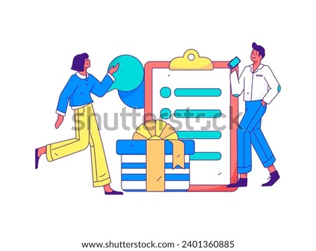 Invite friends to conduct questionnaire flat vector concept operation hand drawn illustration
