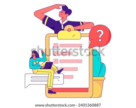 Invite friends to conduct questionnaire flat vector concept operation hand drawn illustration
