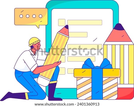 Invite friends to conduct questionnaire flat vector concept operation hand drawn illustration
