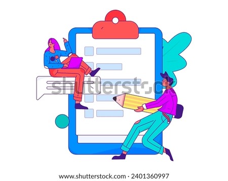 Invite friends to conduct questionnaire flat vector concept operation hand drawn illustration
