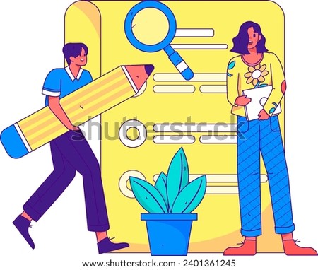 Invite friends to conduct questionnaire flat vector concept operation hand drawn illustration
