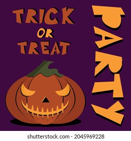 Invite for the halloween trick or treat party with spoky pumpkin