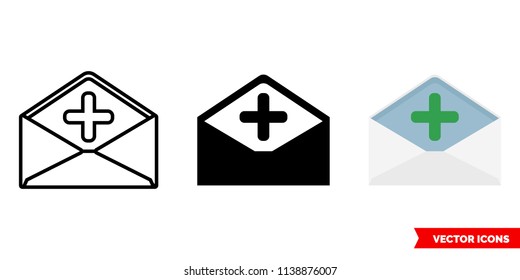 Invite icon of 3 types: color, black and white, outline. Isolated vector sign symbol.