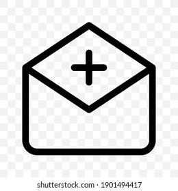 invite icon, envelope open mail message, business communication vector