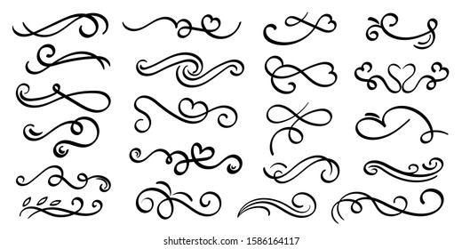 Invite Ornamental curls, swirls divider and filigree ornaments vector design collection for wedding invitation and calligraphy decoration.