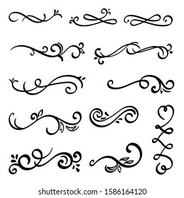 Invite Ornamental curls, swirls divider and filigree ornaments vector design collection for wedding invitation and calligraphy decoration.