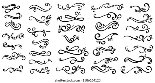 Invite Ornamental curls, swirls divider and filigree ornaments vector design collection for wedding invitation and calligraphy decoration.