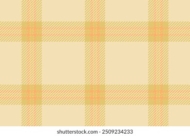 Invite plaid background fabric, 1950s seamless check tartan. Attire vector texture textile pattern in wheat and yellow colors palette.