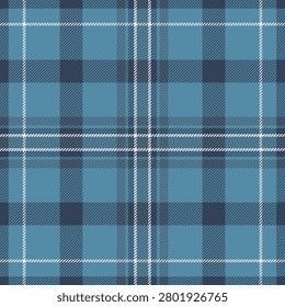 Invite plaid pattern textile, designer tartan check texture. School fabric vector background seamless in cyan and blue colors palette.