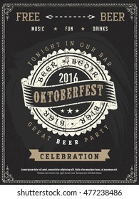 invite pub vector oktoberfest beer festivity celebration pattern of retro poster or invitation advertising on vintage blackboard texture invite pub classical holiday nightfall texture bar formal party