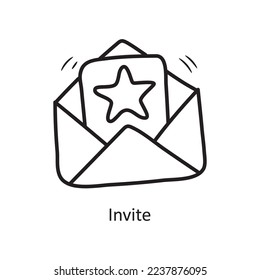Invitar la ilustración de diseño de iconos de contorno vectorial. Fijar y celebrar símbolo en el archivo EPS 10 de fondo blanco