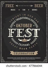 invite vintage party octoberfest drink typography grunge flag night oktoberfest vector oktoberfest beer carnival ceremony template of retro billboard or calling flyer on classical chalkboard texture i