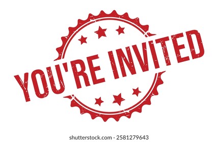 YOU’RE INVITED rubber stamp vector illustration on white background