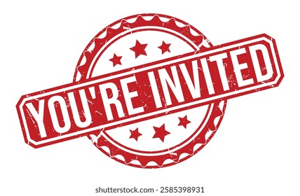 YOU’RE INVITED rubber stamp vector illustration on white background