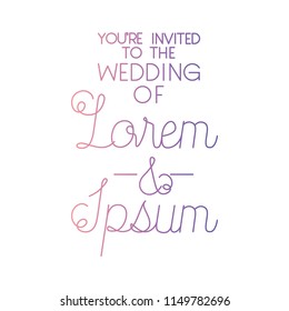invited wedding with hand made font