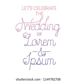 invited wedding with hand made font