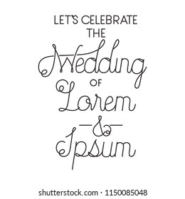 invited wedding with hand made font