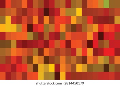 An inviting abstract pattern created from numerous orange and red pixels, forming a textured mosaic ideal for warm-themed digital backgrounds and designs.