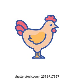 An inviting chicken icon perfect for food and cuisine-related themes.