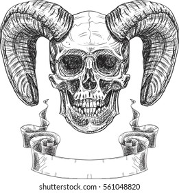 Inviting devil skull isolated on white