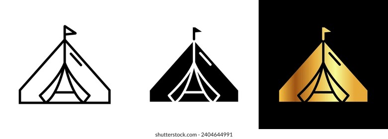 An inviting icon representing a tent, perfect for websites, apps, or designs related to camping, outdoor adventures, and recreational activities.