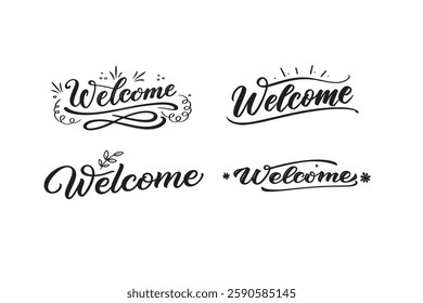 An inviting welcome message with bold fonts and decorative elements, representing warmth, acceptance, and inclusivity in various settings.
