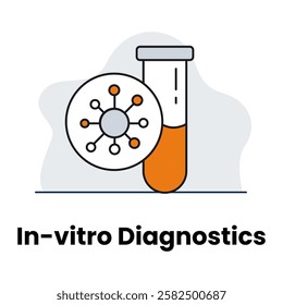 In-vitro Diagnostics Icon, Laboratory Testing and Medical Research Symbol