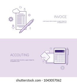 Invoice And Accounting Financial Template Web Banner With Copy Space Vector Illustration