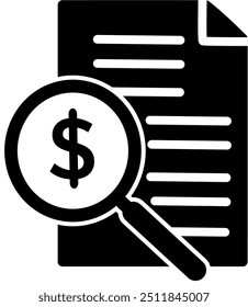 Icono de contabilidad de Factura. Icono de análisis de documentos financieros. Diseño de Vector reemplazable.