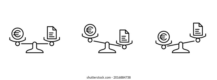 invoice adjustment, balance in the bill icon set, understanding paper bill concept