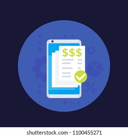 invoice app, mobile payments icon with smartphone