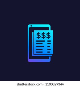 invoice app, mobile payments icon, vector