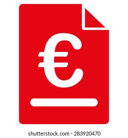 Invoice from BiColor Euro Banking Icon Set. Vector style: flat, red symbol, rounded angles, white background.