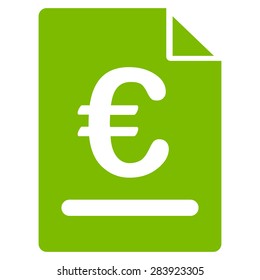 Invoice from BiColor Euro Banking Icon Set. Vector style: flat, eco green symbol, rounded angles, white background.