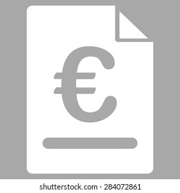 Invoice from BiColor Euro Banking Icon Set. Vector style: flat, white symbol, rounded angles, silver background.