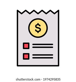 Invoice, bill, billing, invoice bill icon vector image. Can also be used for shopping and ecommerce. Suitable for use on web apps, mobile apps and print media.
