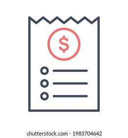 invoice, bill, billing, invoice bill icon vector image. Can also be used for shopping and ecommerce. Suitable for use on web apps, mobile apps and print media.
