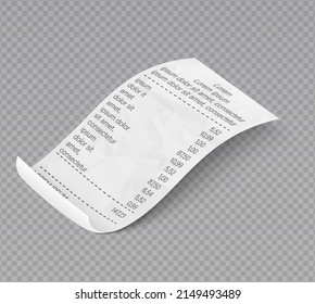 Invoice Bill Credit Card Transaction. Receipt Paper Invoice Vector, Supermarket Shop Paper Receipt.